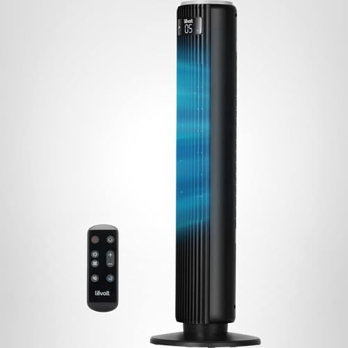 LEVOIT Classic 36 inch Tower Fan for Bedroom, 25ft/s Airflow Standing Fan that Blows Cold Air for Home, 90° Oscillation, Quiet 28dB, Remote, 12H Timer, 5 Speeds, 4 Modes with Smart Sensor, Black