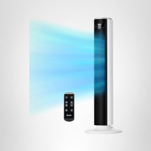 LEVOIT Classic 36 inch Tower Fan for Bedroom, 25ft/s Airflow Standing Fan that Blows Cold Air for Home, 90° Oscillation, Quiet 28dB, Remote, 12H Timer, 5 Speeds, 4 Modes with Smart Sensor, Black