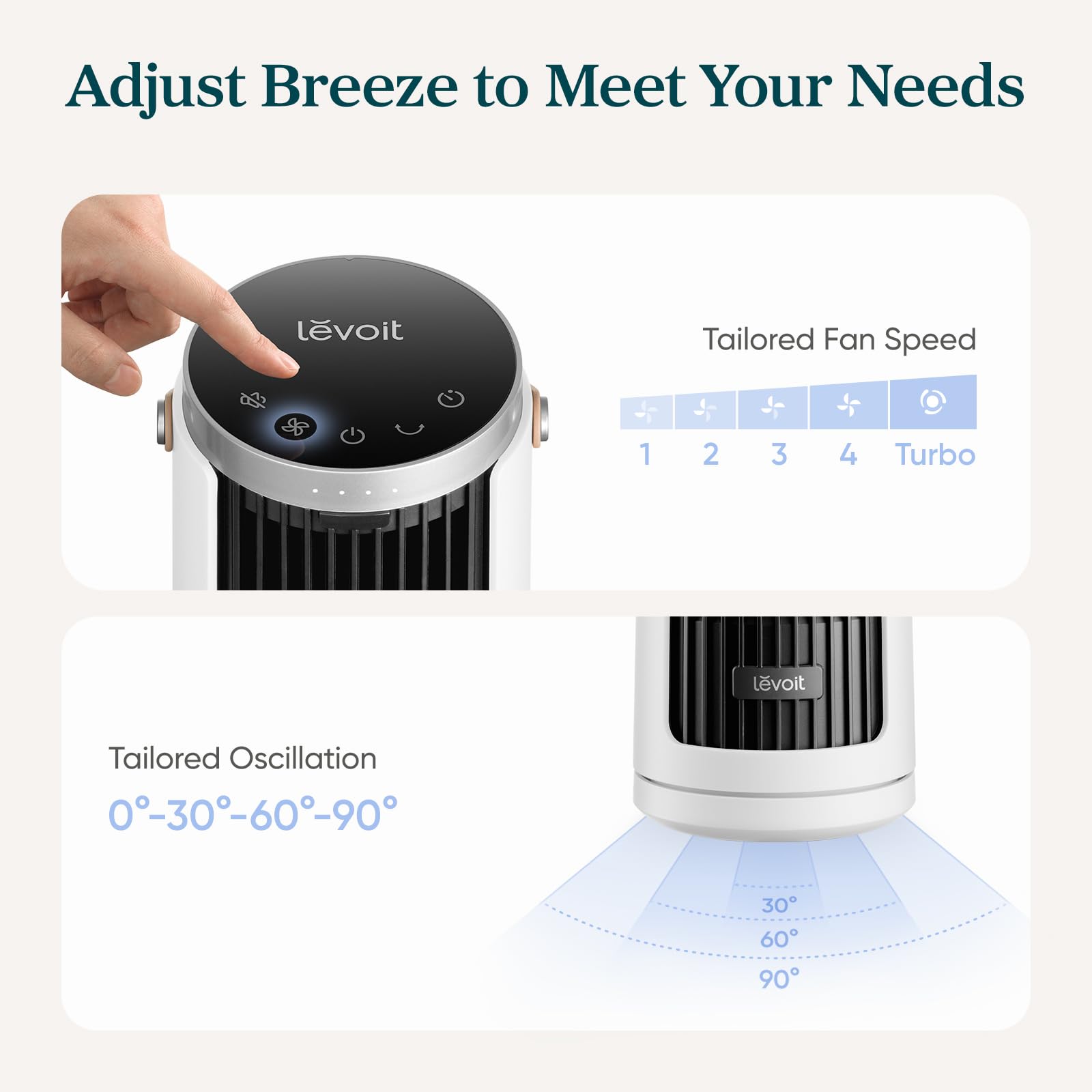 LEVOIT Classic 36 inch Tower Fan for Bedroom, 25ft/s Airflow Standing Fan that Blows Cold Air for Home, 90° Oscillation, Quiet 28dB, Remote, 12H Timer, 5 Speeds, 4 Modes with Smart Sensor, Black