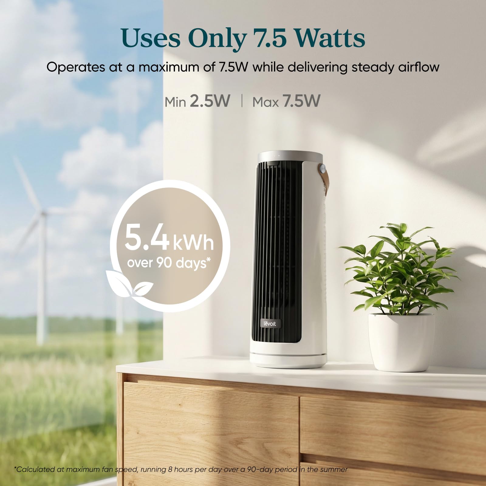 LEVOIT Classic 36 inch Tower Fan for Bedroom, 25ft/s Airflow Standing Fan that Blows Cold Air for Home, 90° Oscillation, Quiet 28dB, Remote, 12H Timer, 5 Speeds, 4 Modes with Smart Sensor, Black