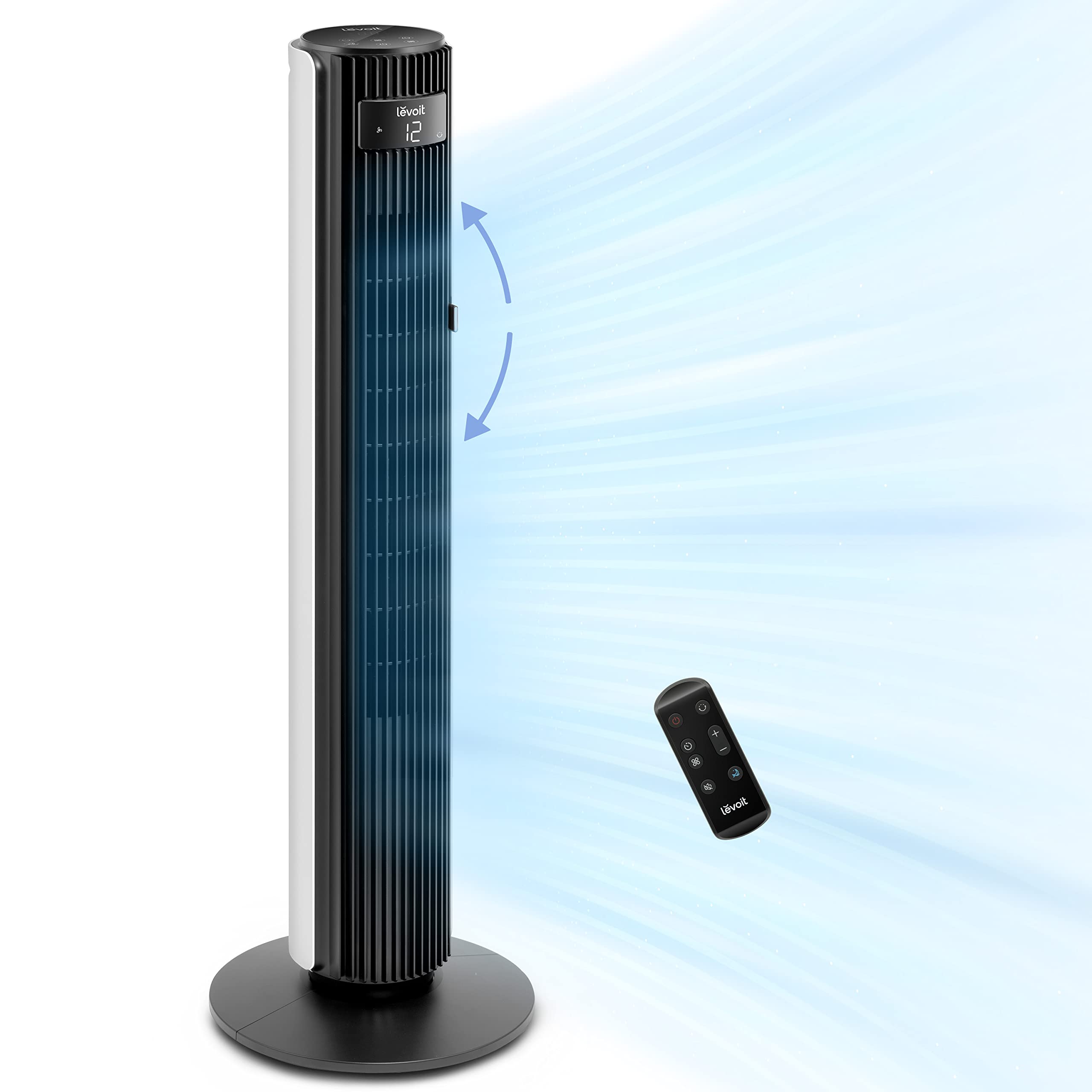 LEVOIT Classic 36 inch Tower Fan for Bedroom, 25ft/s Airflow Standing Fan that Blows Cold Air for Home, 90° Oscillation, Quiet 28dB, Remote, 12H Timer, 5 Speeds, 4 Modes with Smart Sensor, Black