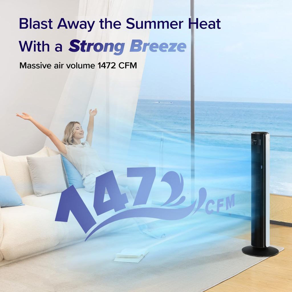 LEVOIT Classic 36 inch Tower Fan for Bedroom, 25ft/s Airflow Standing Fan that Blows Cold Air for Home, 90° Oscillation, Quiet 28dB, Remote, 12H Timer, 5 Speeds, 4 Modes with Smart Sensor, Black