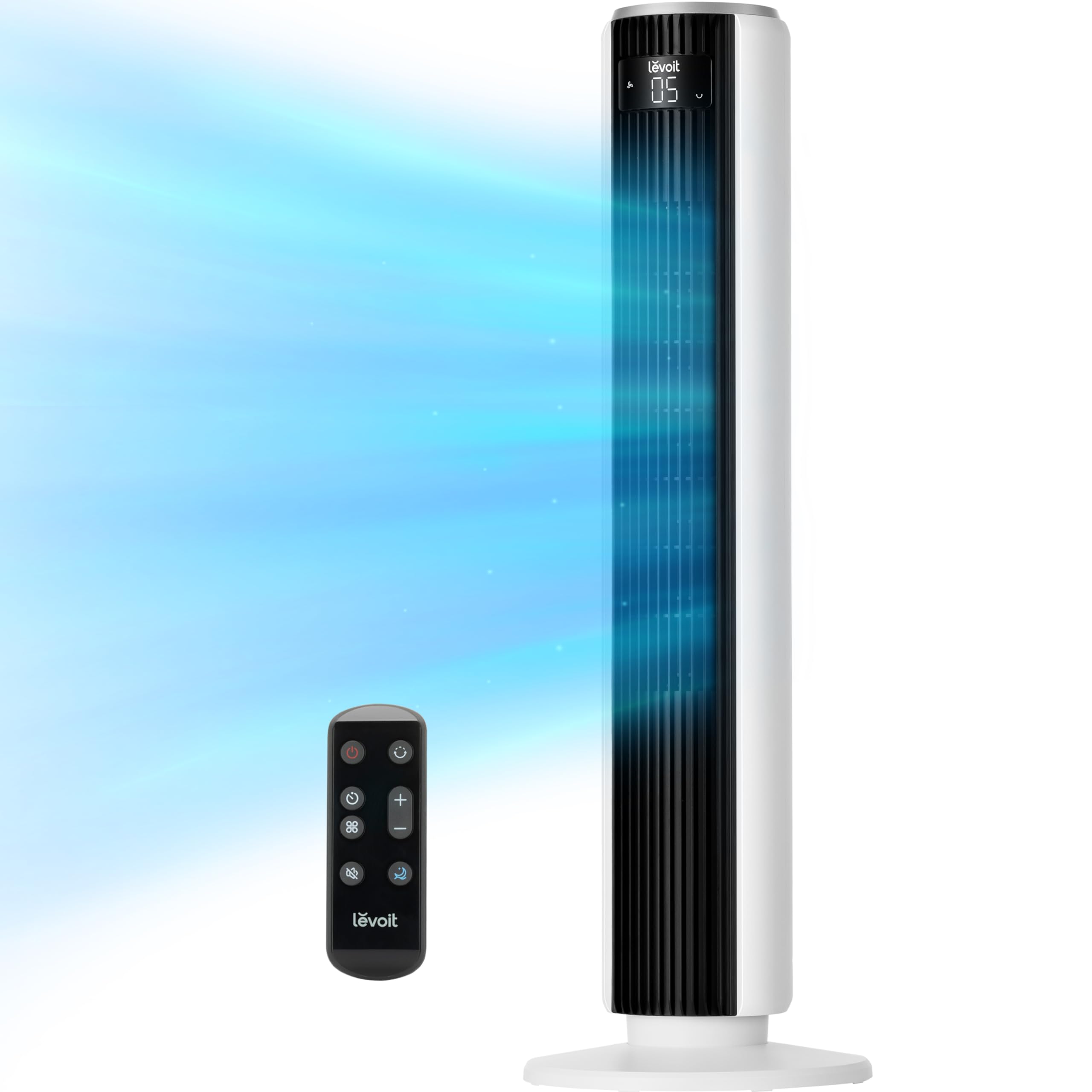 LEVOIT Classic 36 inch Tower Fan for Bedroom, 25ft/s Airflow Standing Fan that Blows Cold Air for Home, 90° Oscillation, Quiet 28dB, Remote, 12H Timer, 5 Speeds, 4 Modes with Smart Sensor, Black
