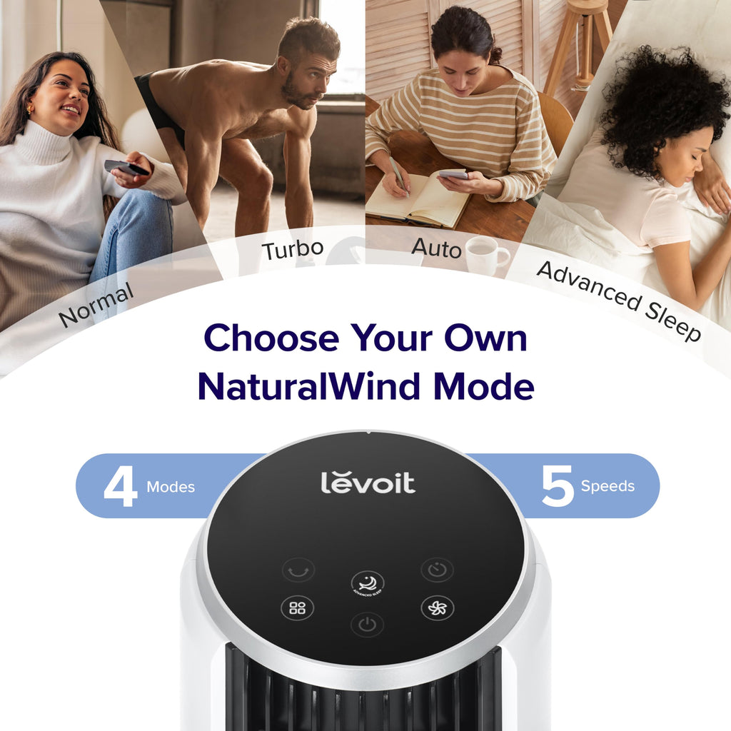 LEVOIT Classic 36 inch Tower Fan for Bedroom, 25ft/s Airflow Standing Fan that Blows Cold Air for Home, 90° Oscillation, Quiet 28dB, Remote, 12H Timer, 5 Speeds, 4 Modes with Smart Sensor, Black