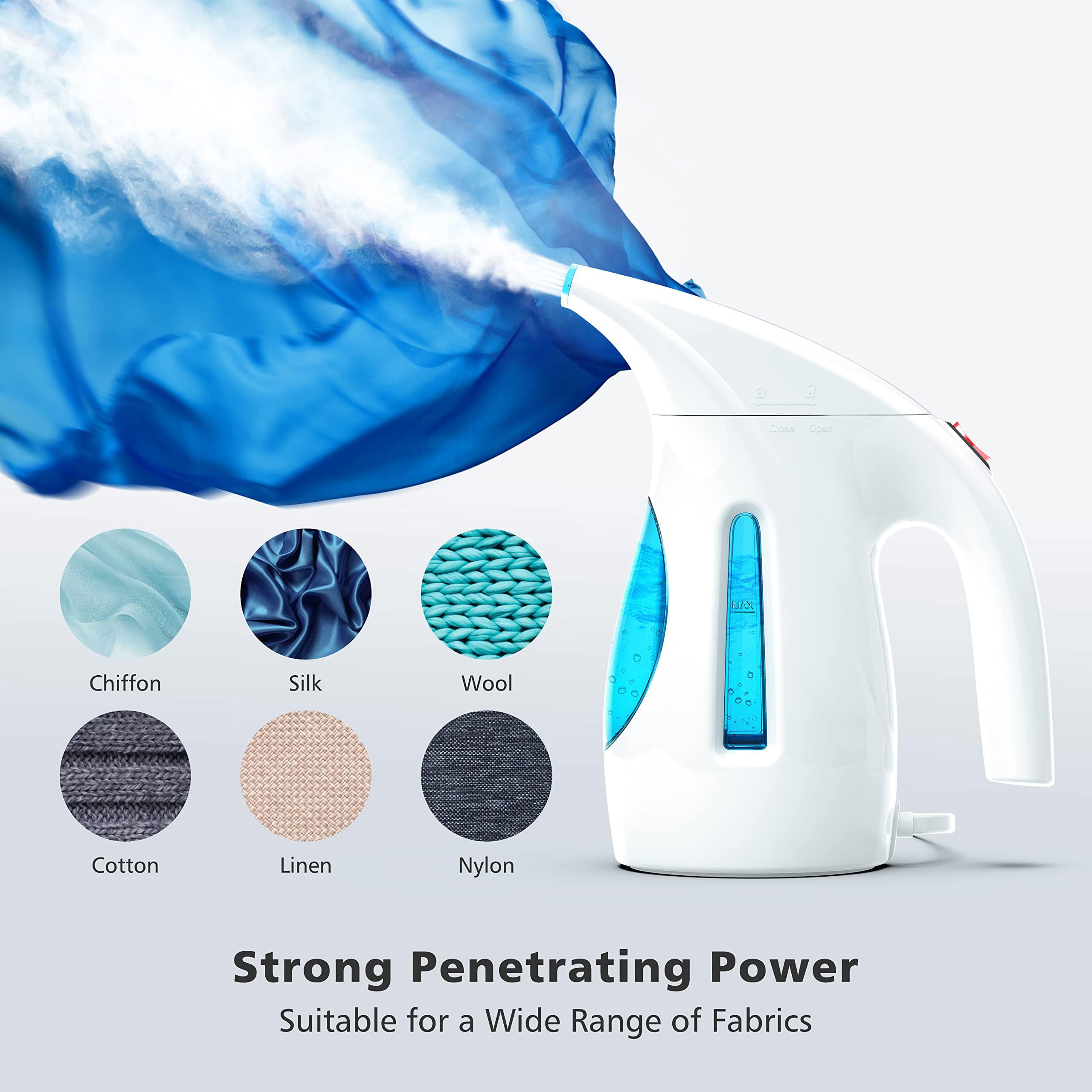 HiLIFE Steamer for Clothes, Portable Handheld Design, 240ml Big Capacity, 700W, Strong Penetrating Steam, Removes Wrinkle, for Home, Office(ONLY FOR 120V)-Black