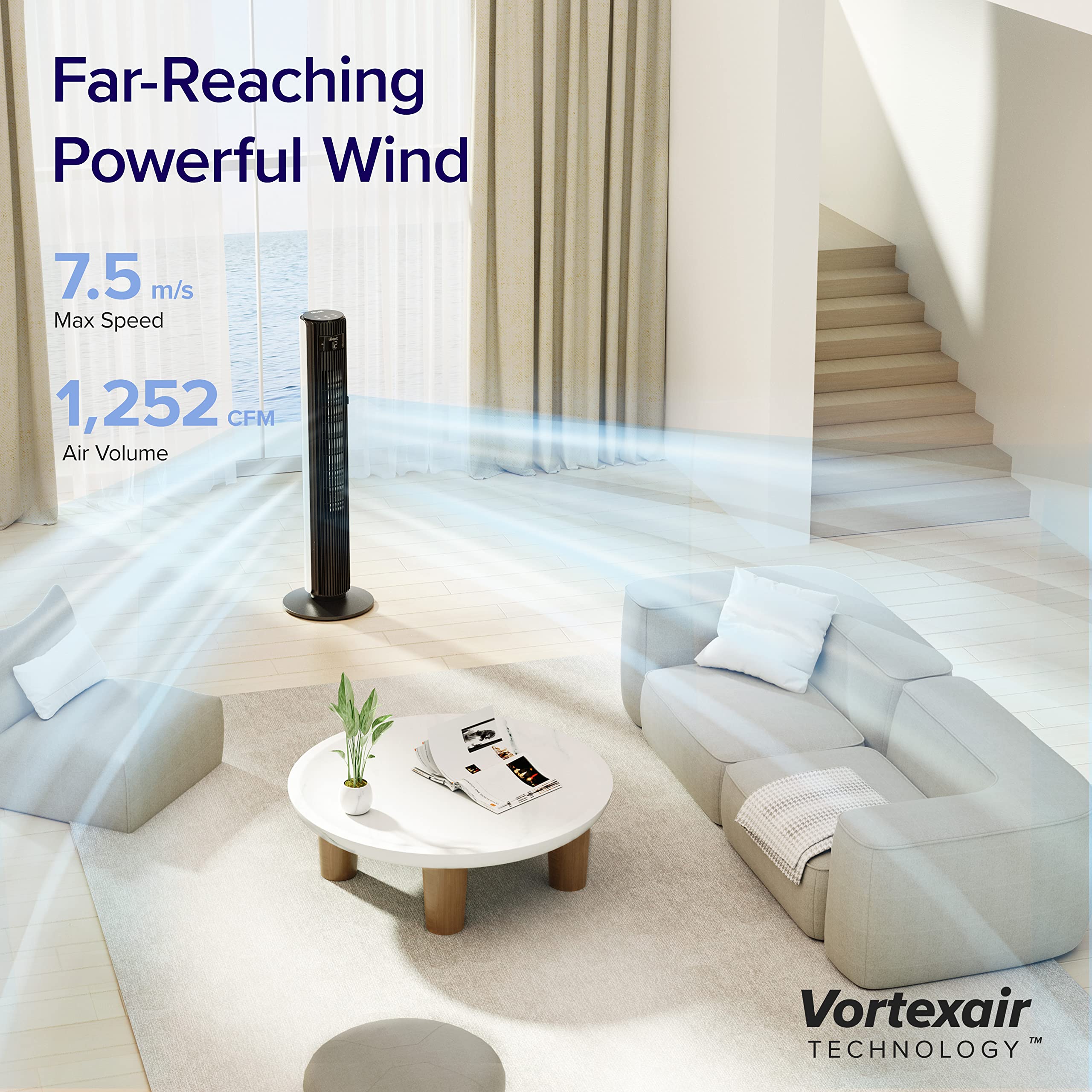 LEVOIT Classic 36 inch Tower Fan for Bedroom, 25ft/s Airflow Standing Fan that Blows Cold Air for Home, 90° Oscillation, Quiet 28dB, Remote, 12H Timer, 5 Speeds, 4 Modes with Smart Sensor, Black